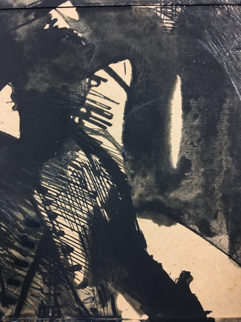 Inkdrawing on found paper detail